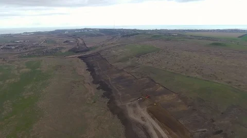 Construction of the pipeline. Site construction. Construction machinery Stock Footage 104166149