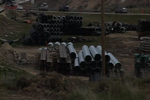 Construction Pipes/On Ramp Stock Footage 704440