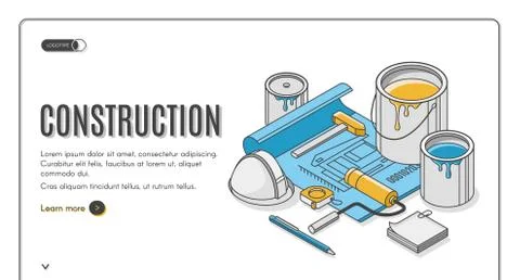 Construction plan isometric landing page blueprint イラスト素材