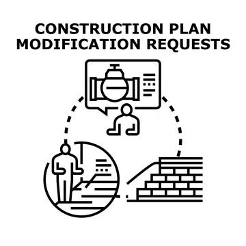 Construction plan modification requests process illustration Stock Illustration