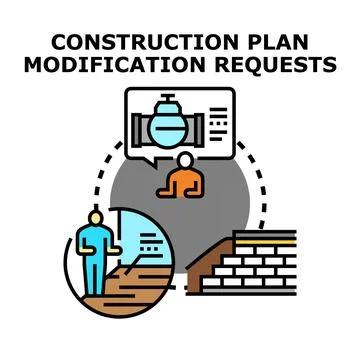 Construction plan modification requests process illustration Stock Illustration