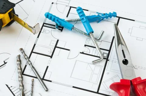 Construction plan tools Foto stock