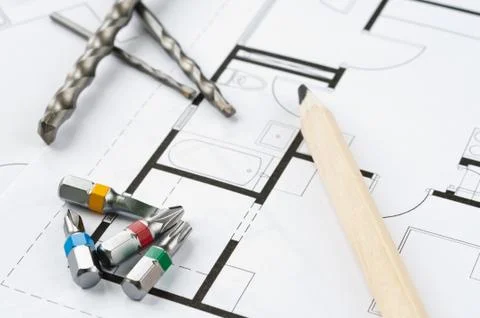 Construction plan tools Foto stock