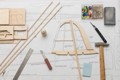 Construction of plane model aircraft Stock Photos