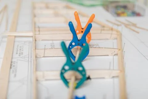 Construction of plane model aircraft Stock Photos