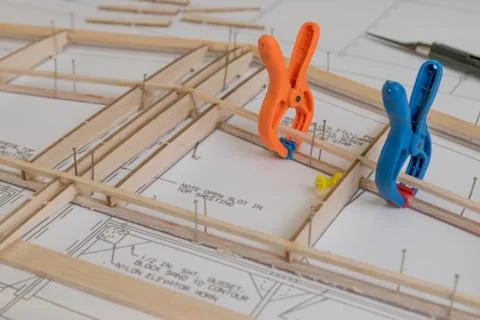 Construction of plane model aircraft Stock Photos