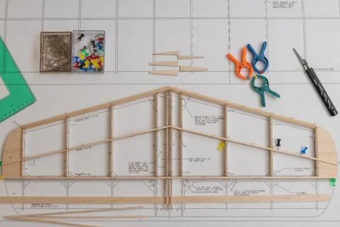 Construction of plane model aircraft Stock Photos