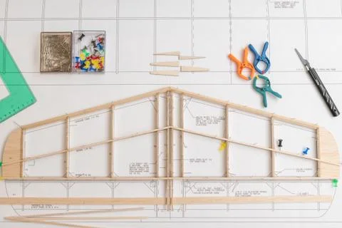 Construction of plane model aircraft Stock Photos