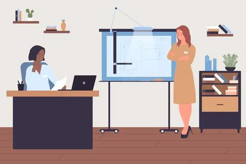 Construction planning and building project development by team of professional Ilustración de archivo