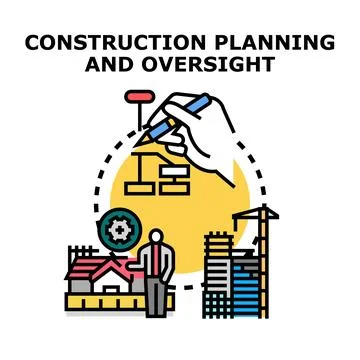 Construction planning and oversight concept illustration Ilustración de archivo