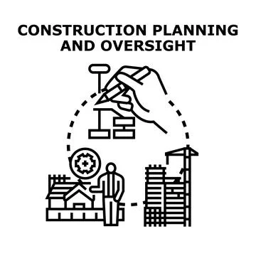 Construction planning and oversight concept illustration Stock Illustration