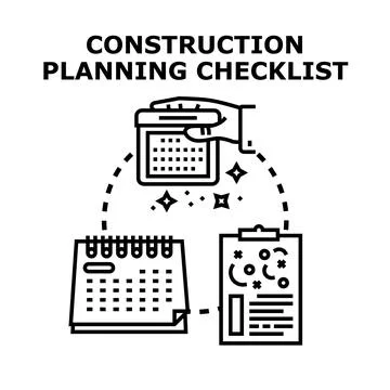 Construction planning checklist administering project organization developmen Stock Illustration