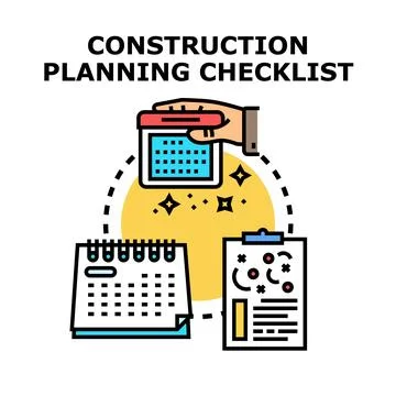Construction planning checklist administering project organization developmen Stock Illustration