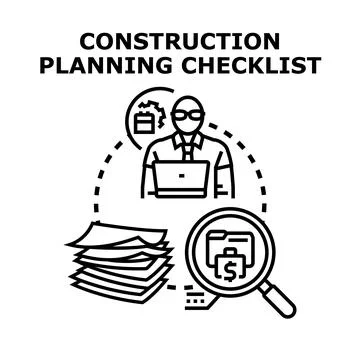 Construction planning checklist creating business project strategy Stock Illustration