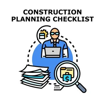 Construction planning checklist creating business project strategy Stock Illustration