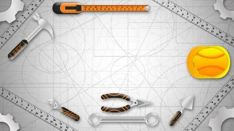 Construction planning, engineering background and copy space for internatio.. Stock Illustration