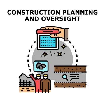 Construction planning process and project oversight concept Stock Illustration