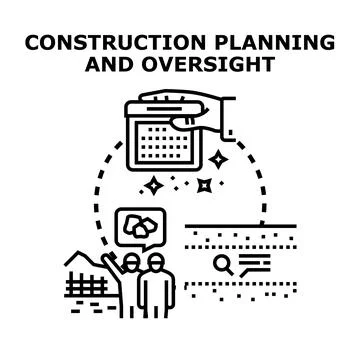 Construction planning process and project oversight concept Stock Illustration