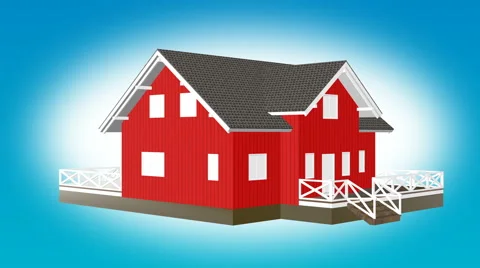 Construction planning small red house Animation Stock Footage 61769235
