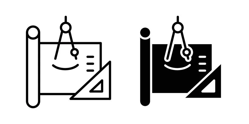 Construction plans icon design. Simple Vector illustrations.. Stock Illustration