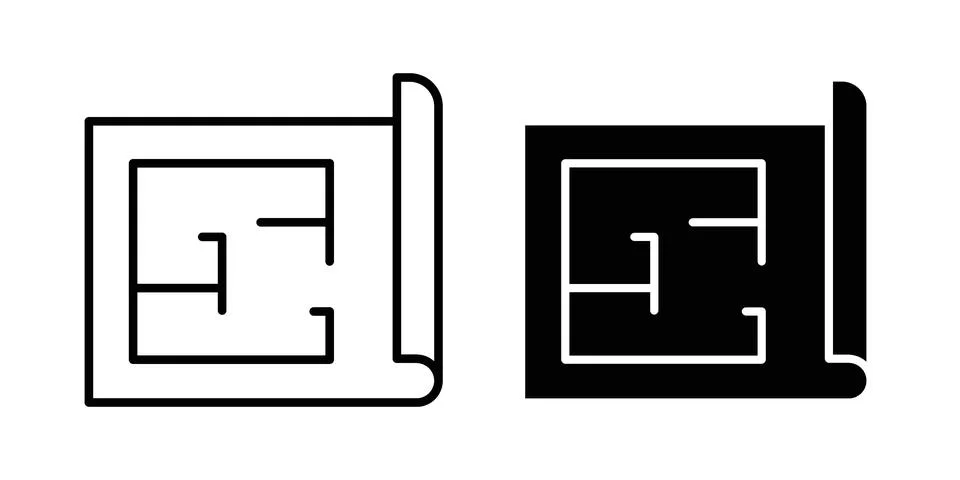 Construction plans icon set, collection of vector icons Stock Illustration