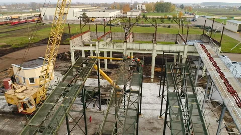Construction of the plant. Shooting with copter. Stock Footage 85687077
