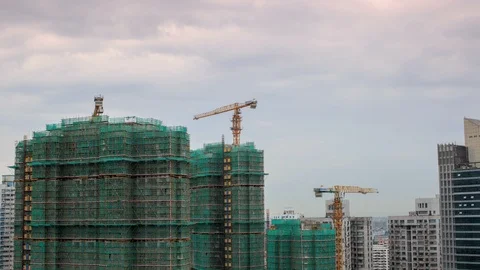 Construction plant skyscrappers Stock Footage 87853597