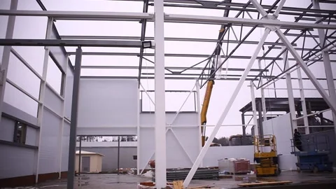 Construction of the plant workshop Video stock 165465965