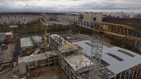 Construction platform aerial view in autumn Video stock 85277211