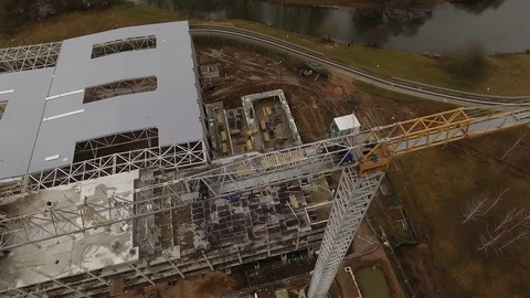 Construction platform aerial view in autumn Video stock 85277450