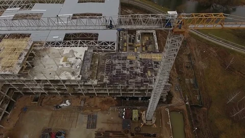 Construction platform aerial view in autumn Video stock 85277599