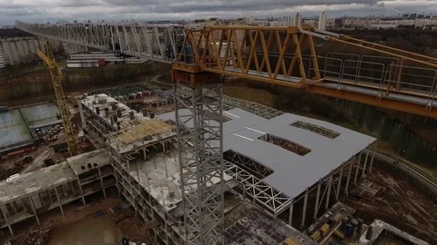 Construction platform aerial view in autumn Video stock 85277911