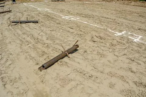 Construction of the playground on the beach Stock Photos