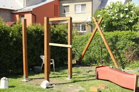 Construction of the playground. Stock Photos