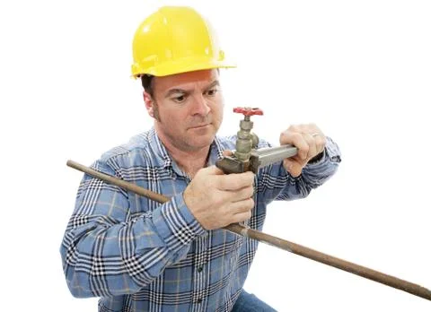Construction Plumber Working Foto stock