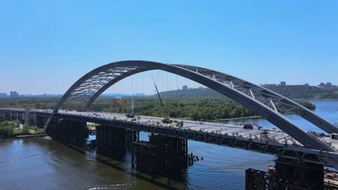 Construction of the Podolsk bridge Stock Footage 191488046