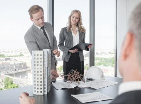 Construction presentation on office Stock Photos