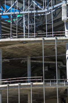 Construction process of an apartment building. Stock Photos