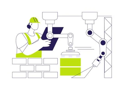 Construction process automation abstract concept vector illustration. Stock Illustration