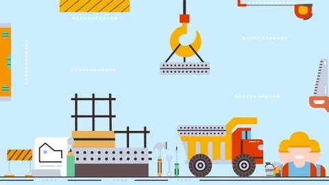 Construction process of building,construction crane transports a concrete block Ilustración de archivo