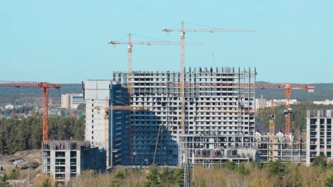 Construction process of a high-rise multi-story building Stock Footage 287602020