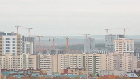 Construction process of a high-rise multi-story building Stock Footage 287602045