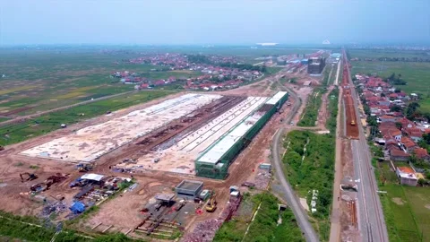 The Construction Process of the Jakarta-Bandung High Speed Rail Depot Stock Footage 169001008
