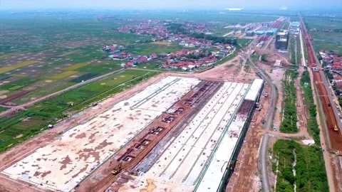 The Construction Process of the Jakarta-Bandung High Speed Rail Depot Stock-Footage 169002693