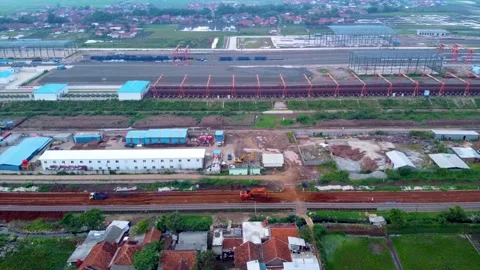 The Construction Process of the Jakarta-Bandung High Speed Rail Depot Stock Footage 169004418