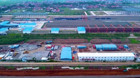 The Construction Process of the Jakarta-Bandung High Speed Rail Depot Stock Footage 169004882