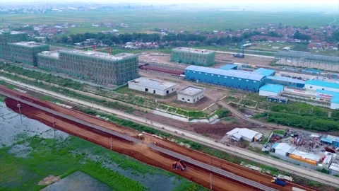 The Construction Process of the Jakarta-Bandung High Speed Rail Depot Stock Footage 169005801