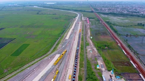 The Construction Process of the Jakarta-Bandung High Speed Rail Depot Stock Footage 169006439