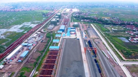 The Construction Process of the Jakarta-Bandung High Speed Rail Depot Stock Footage 169009135