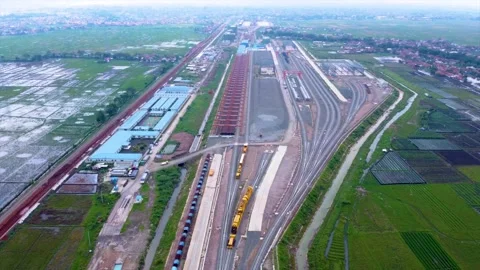 The Construction Process of the Jakarta-Bandung High Speed Rail Depot Stock Footage 169009201